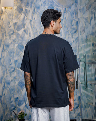 Men's Round Neck Black Oversized T-shirt