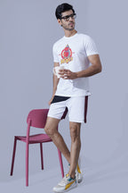 ONE SKY MEN WHITE GRAPHIC PRINTED T SHIRT