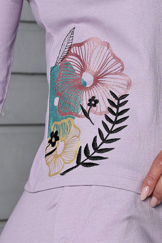 WOMEN V-NECK LAVENDER FULL SLV  CO-ORD SET