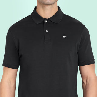 Men Black Polo T-Shirt