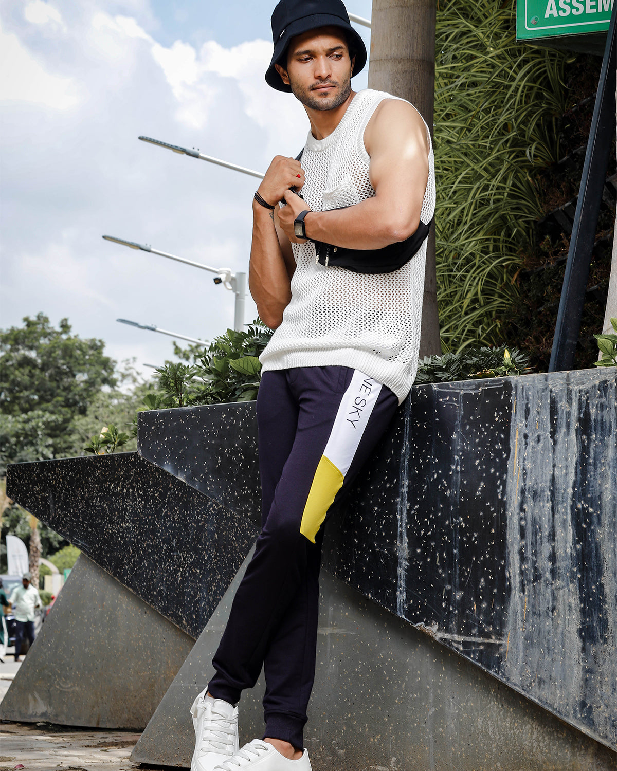Mens Solid Black Track Pants