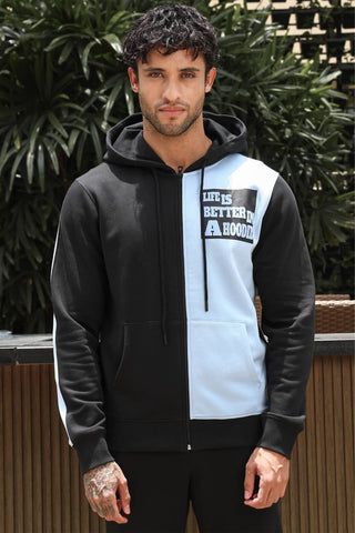 Men’s Colorblock Tracksuit Set | Hooded Zip-Up Jacket & Drawstring Joggers | Cotton Blend | Mid-Rise Flat Front | 4 Pockets | Long Sleeves | Casual Athleisure Sportswear