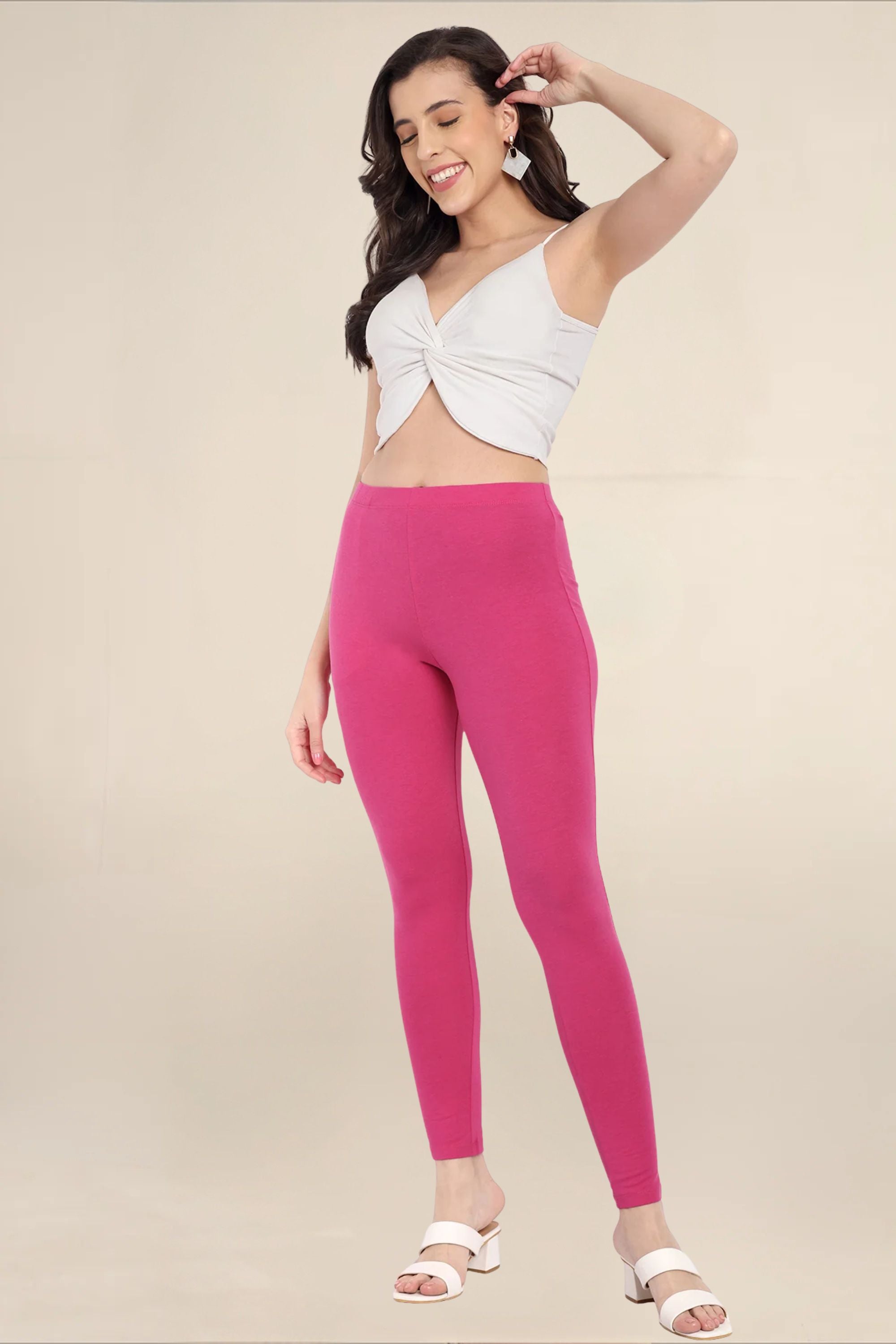 Women Fuchsia Pink Regular Legging