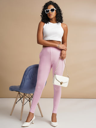 WOMEN BABY PINK ANKLE LENGTH LEGGING