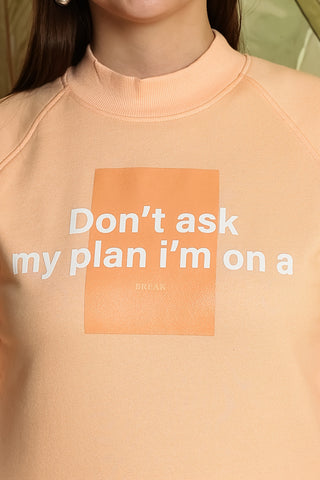 ONE SKY Women's Printed & Typographic High Neck Tracksuit | Cotton Blend Long Sleeve Top & Mid-Rise Slip-On Flat Front Pants | 6 Pockets