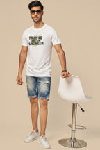 ONE SKY MEN WHITE TYPOGRAPHY PRINTED T SHIRT
