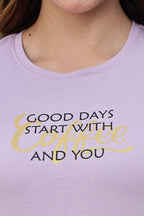 WOMEN ROUND NECK LAVENDER T SHIRT
