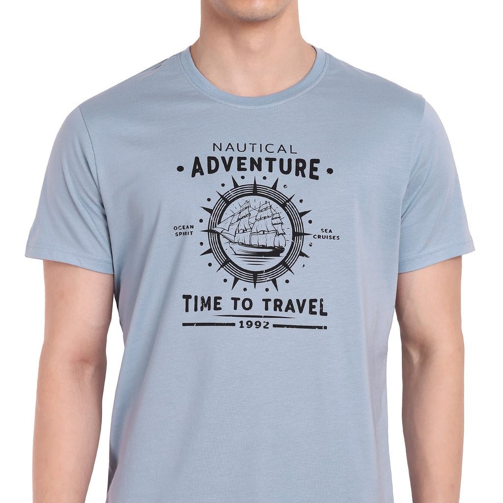 Men Dull Sky Round Neck T-Shirt