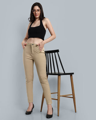 Women Beige Regular Fit Casual Pant