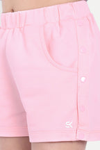 Girls' Stylish Elastic Waist Shorts with Front Pockets & Side Button Detailing