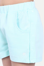 Girls' Stylish Elastic Waist Shorts with Front Pockets & Side Button Detailing
