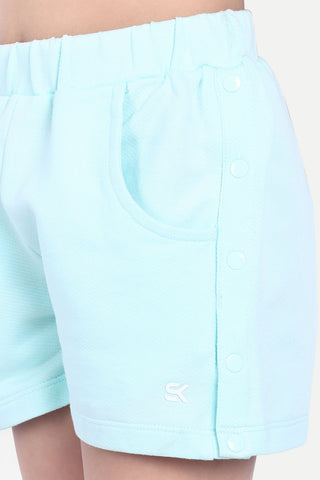 Girls' Stylish Elastic Waist Shorts with Front Pockets & Side Button Detailing