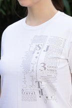 ONE SKY Women’s Supima Cotton Modal Half Sleeve T-Shirt – Round Neck Typography Print Top, Casual Pull-On Tee, Machine Washable