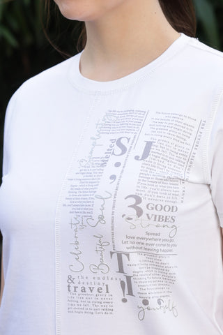 ONE SKY Women’s Supima Cotton Modal Half Sleeve T-Shirt – Round Neck Typography Print Top, Casual Pull-On Tee, Machine Washable