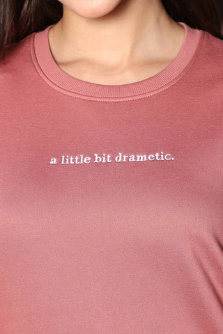 ONE SKY Women's Embroidered Round Neck Tracksuit | Cotton Blend Solid Co-ord Set with Drawstring Top & Slip-On Pants | 2 Pockets | Flat Front