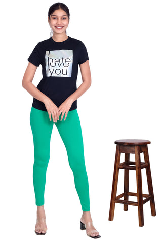 ONE SKY WOMEN SPOT GREEN SOLID LEGGINGS