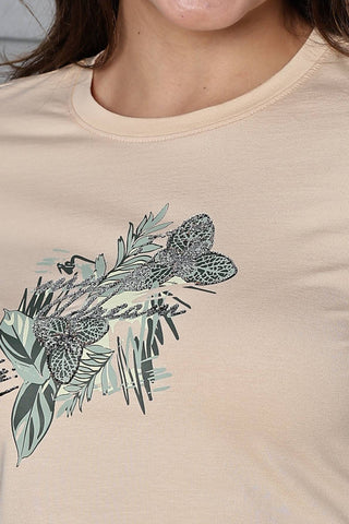 WOMEN ROUND NECK CREAM FULL SLV  CO-ORD SET