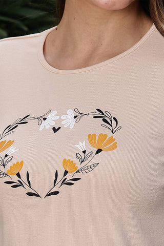 WOMEN ROUND NECK CREAM FULL SLV  CO-ORD SET