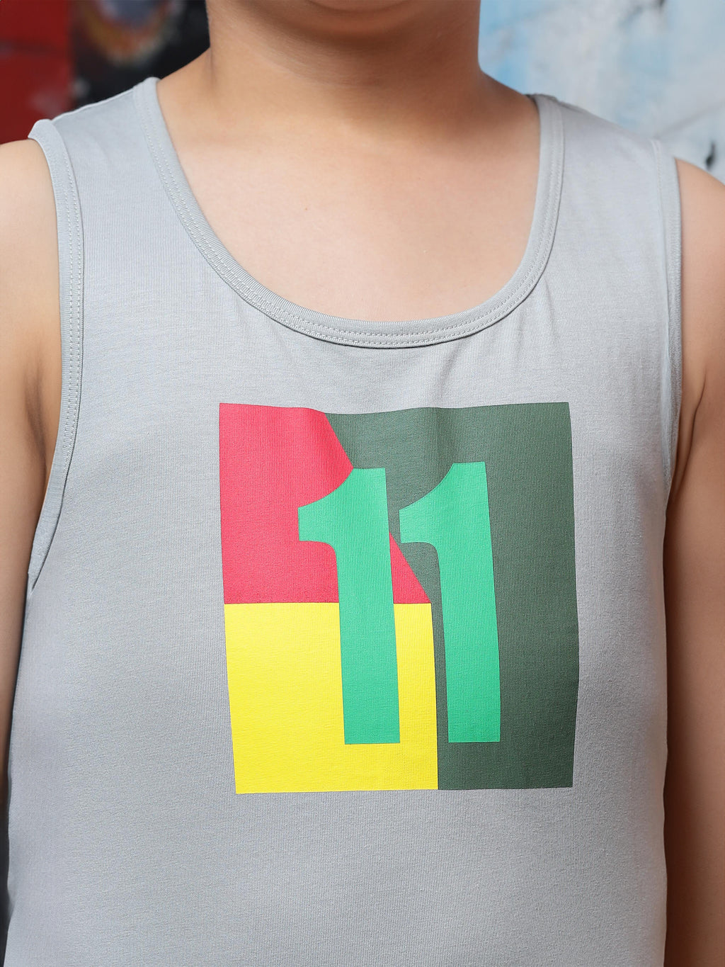 Boys Summer Tank T-Shirt - Cotton Sleeveless Regular Fit Innerwear Tee, Gray