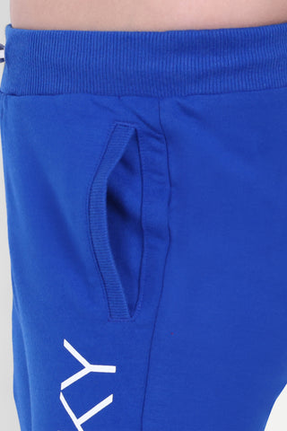 Boys Regular Fit Royal Blue Cotton Blend Trousers