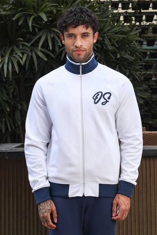 Men's Solid Tracksuit Set | Cotton Blend with Mock Collar Zip-Up Top & Drawstring Joggers | Mid-Rise Fit | 4 Pockets | Long Sleeves | Casual Athleisure Gym Wear