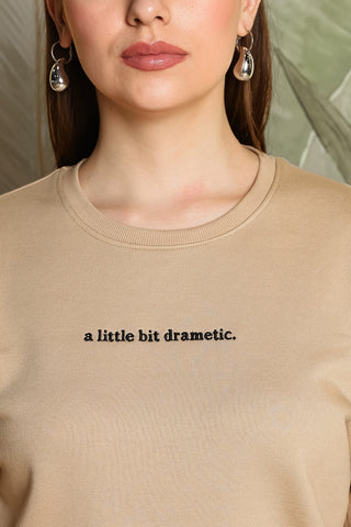 ONE SKY Women's Embroidered Round Neck Tracksuit | Cotton Blend Solid Co-ord Set with Drawstring Top & Slip-On Pants | 2 Pockets | Flat Front