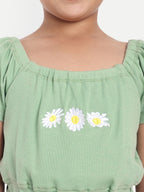 ONE SKY GIRLS FAIR GREEN SOLID JUMPSUIT