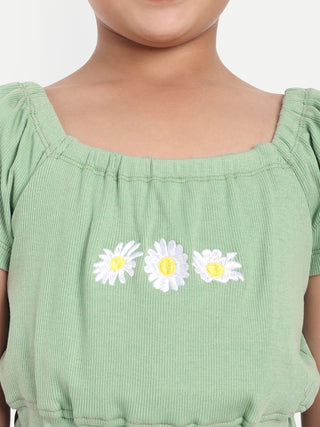 ONE SKY GIRLS FAIR GREEN SOLID JUMPSUIT