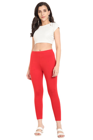 ONE SKY WOMEN RED 2 SOLID LEGGINGS