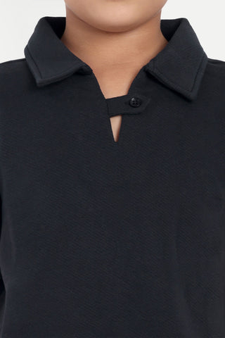 One Sky Girls 100% Cotton Polo Top & Shorts Set – Solid Color, Short Sleeves, Zipper Fly, Casual Two-Piece Outfit