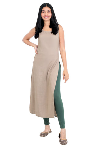 ONE SKY WOMEN MOSS GREEN SOLID LEGGINGS