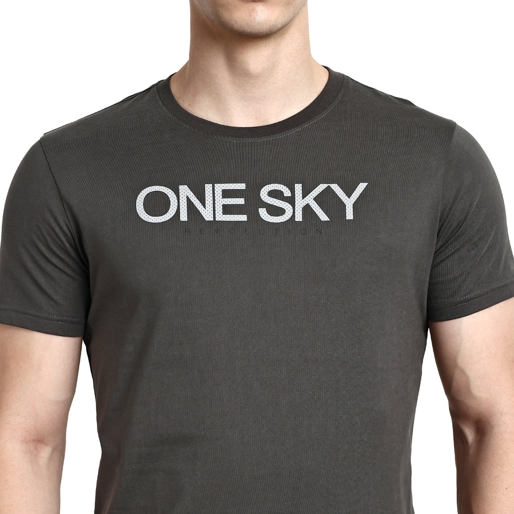 Men Elephant Round Neck T-Shirt