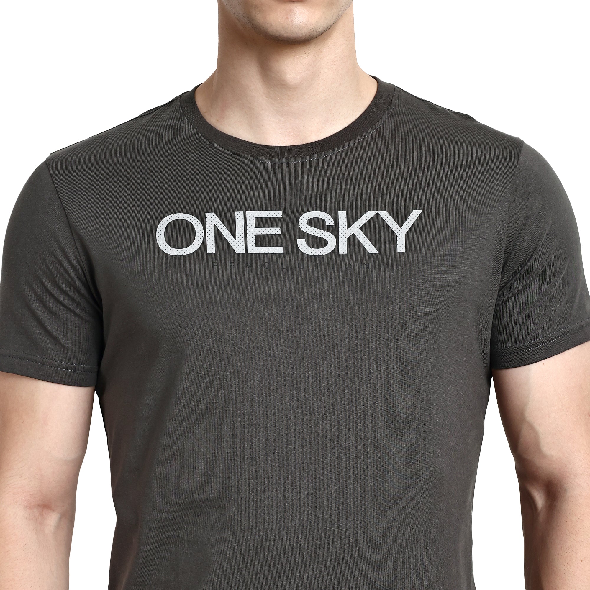 Men Elephant Round Neck T-Shirt