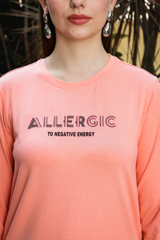 ONE SKY Women's Printed & Typographic Full Sleeve T-Shirt | Cotton Modal Blend Round Neck Top | Soft & Stretchy