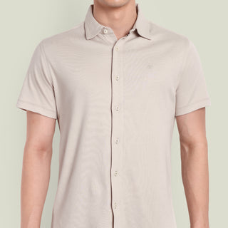 Men Beige Semi Casual Shirt
