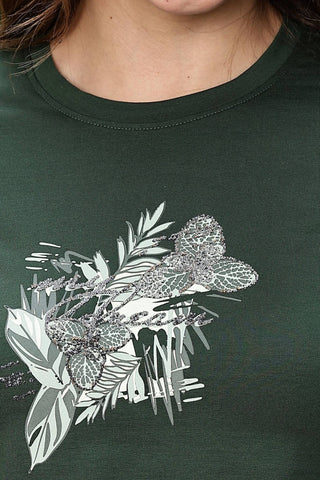 WOMEN ROUND NECK GREEN FULL SLV  CO-ORD SET