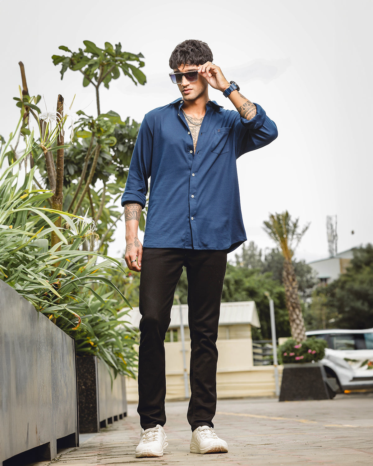 blue dress shirt what color pants Easy-Care - Button Front Shirt dress shirts to wear with