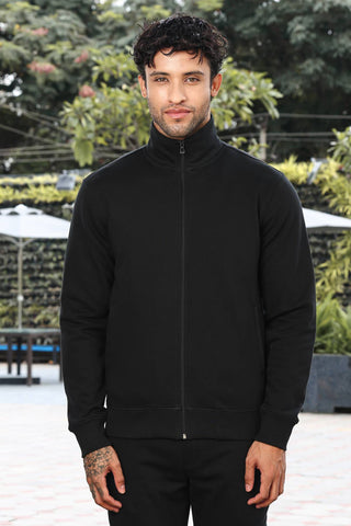 Men's Tracksuit Set Solid Color Cotton Blend | Mock Collar Top with Zip | Mid-Rise Jogger Bottom | Long Sleeve Activewear | 4-Pocket Casual Gym Sportswear