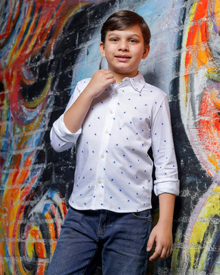 Boys White Full Sleeve Shirt