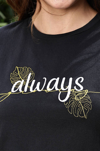 WOMEN ROUND NECK BLACK FULL SLV  CO-ORD SET