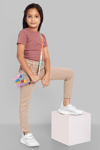 Girls Cotton Slim Fit Chinos Beige