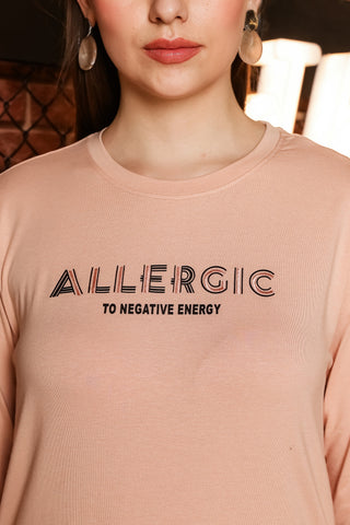 ONE SKY Women's Printed & Typographic Full Sleeve T-Shirt | Cotton Modal Blend Round Neck Top | Soft & Stretchy