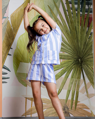 Girls Night Wear Half Sleeves Shirt with Shorts, Blue