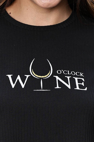 WOMEN ROUND NECK BLACK FULL SLV  CO-ORD SET