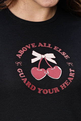 WOMEN ROUND NECK BLACK FULL SLV  CO-ORD SET