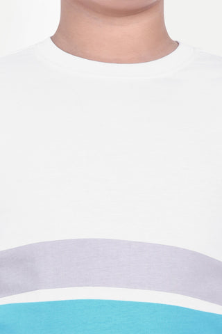 Boys Stylish Multi-Color Striped Round Neck T-shirt - 100% Cotton, Soft & Comfortable