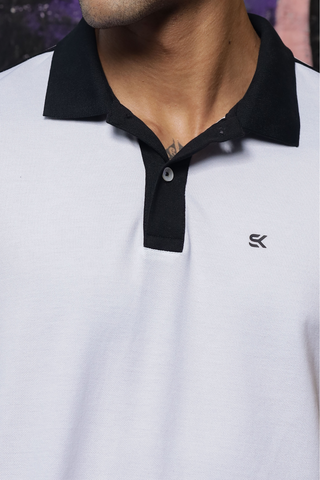 Mens Pure Cotton White Designer Polo Tshirt