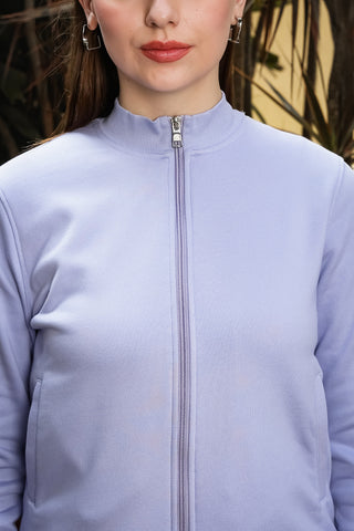 ONE SKY Women's Front Open Tracksuit | Cotton Blend Solid Co-ord Set | Zipper Jacket & Slip-On Pants with 4 Pockets