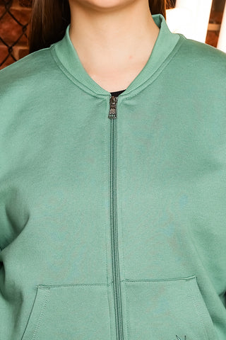 ONE SKY Women's Floral Printed Tracksuit | Cotton Blend Co-ord Set with Zipper Stand Collar Top & Drawstring Pants | 4 Pockets