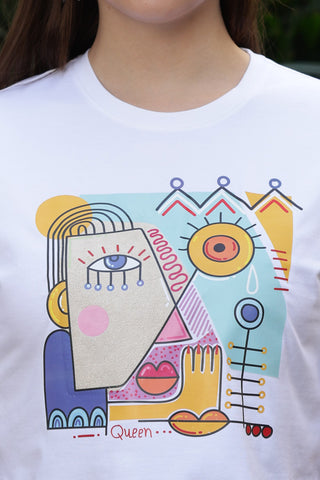 ONE SKY Women’s 95% Cotton 5% Spandex Half Sleeve T-Shirt – Round Neck Graphic Print Top, Casual Pull-On Tee, Machine Washable